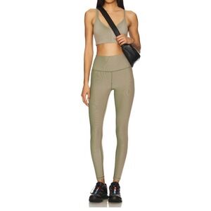 Spiritual Gangster Lotus 2-Tone 7/8 Legging Dark Palm Green Ribbed Size M